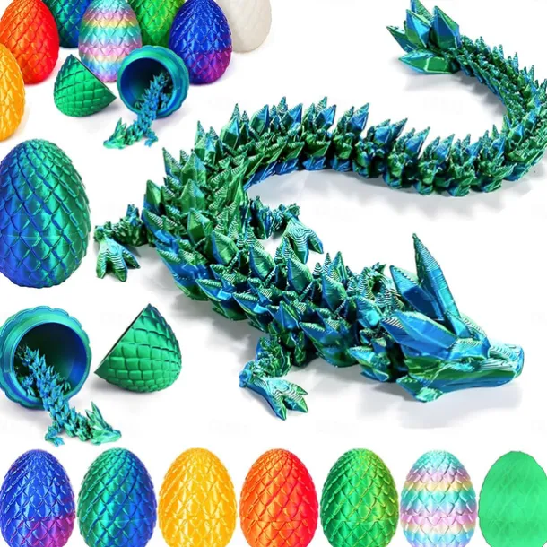 Easter 3D Printed Dragon Egg, Mystery Crystal Dragon Egg Fidget Toys Surprise, Easter Eggs Articulated Crystal Dragon Eggs with Dragon Inside