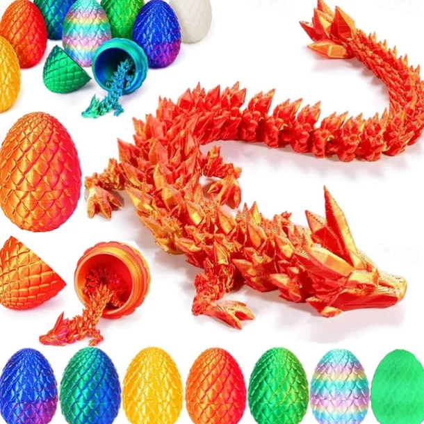 Easter 3D Printed Dragon Egg, Mystery Crystal Dragon Egg Fidget Toys Surprise, Easter Eggs Articulated Crystal Dragon Eggs with Dragon Inside