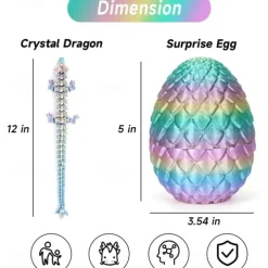 Easter 3D Printed Dragon Egg, Mystery Crystal Dragon Egg Fidget Toys Surprise, Easter Eggs Articulated Crystal Dragon Eggs with Dragon Inside