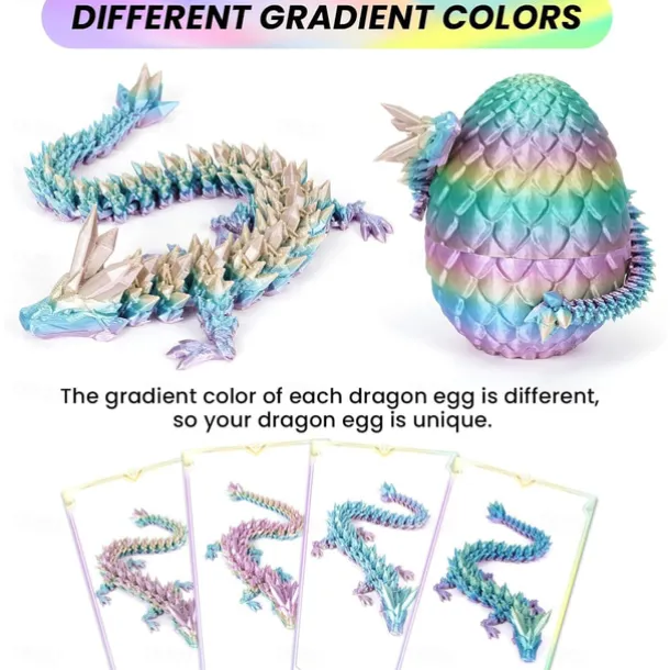 Easter 3D Printed Dragon Egg, Mystery Crystal Dragon Egg Fidget Toys Surprise, Easter Eggs Articulated Crystal Dragon Eggs with Dragon Inside