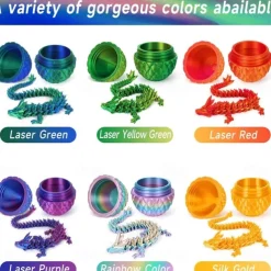 Easter 3D Printed Dragon Egg, Mystery Crystal Dragon Egg Fidget Toys Surprise, Easter Eggs Articulated Crystal Dragon Eggs with Dragon Inside