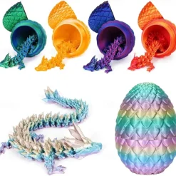 Easter 3D Printed Dragon Egg, Mystery Crystal Dragon Egg Fidget Toys Surprise, Easter Eggs Articulated Crystal Dragon Eggs with Dragon Inside
