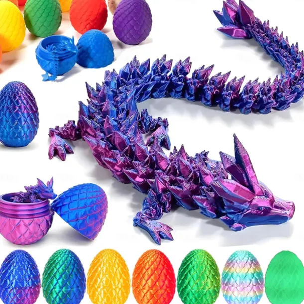 Easter 3D Printed Dragon Egg, Mystery Crystal Dragon Egg Fidget Toys Surprise, Easter Eggs Articulated Crystal Dragon Eggs with Dragon Inside