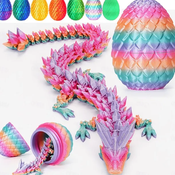 Easter 3D Printed Dragon Egg, Mystery Crystal Dragon Egg Fidget Toys Surprise, Easter Eggs Articulated Crystal Dragon Eggs with Dragon Inside