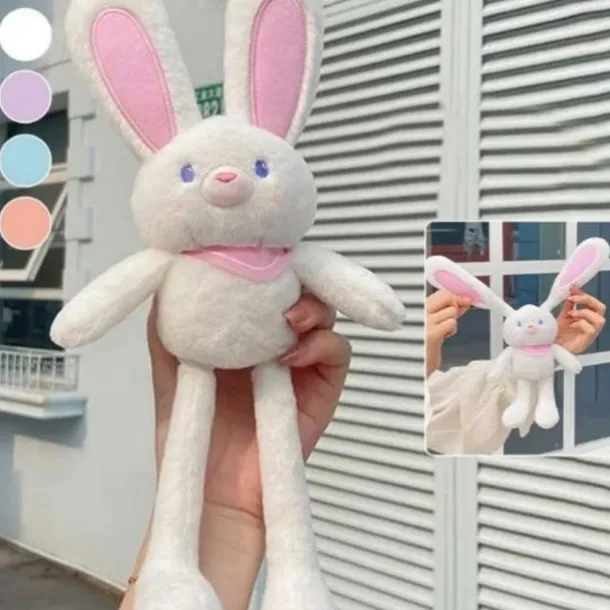 Easter Gift for Kids Pull Up Rabbit Plush Toy,Easter Bunny Pull-up Toys,nteractive Stretchy Design Funny Rabbit Keychain Plush Rabbit Toy,12" Pull up Rabbit Pendant for Birthdays