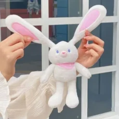 Easter Gift for Kids Pull Up Rabbit Plush Toy,Easter Bunny Pull-up Toys,nteractive Stretchy Design Funny Rabbit Keychain Plush Rabbit Toy,12
