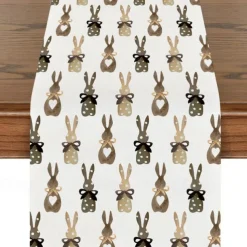 Easter Pattern Table Runner Holiday Table Runner Seasonal Farmhouse Burlap Table Cloth for Wedding Anniversary Home Kitchen Dinner Table Party Decor