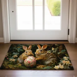 Easter Rabbits Egg Doormat Floor Mats Washable Rugs Kitchen Mat Non-Slip Oil Proof Rug Indoor Outdoor Mat Bedroom Decor Bathroom Mat Entrance Rug
