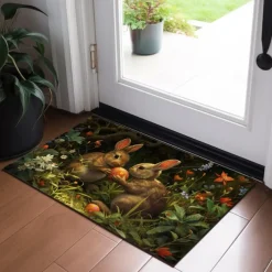 Easter Rabbits Egg Doormat Floor Mats Washable Rugs Kitchen Mat Non-Slip Oil Proof Rug Indoor Outdoor Mat Bedroom Decor Bathroom Mat Entrance Rug