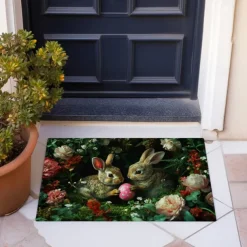 Easter Rabbits Egg Doormat Floor Mats Washable Rugs Kitchen Mat Non-Slip Oil Proof Rug Indoor Outdoor Mat Bedroom Decor Bathroom Mat Entrance Rug