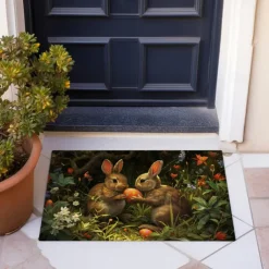 Easter Rabbits Egg Doormat Floor Mats Washable Rugs Kitchen Mat Non-Slip Oil Proof Rug Indoor Outdoor Mat Bedroom Decor Bathroom Mat Entrance Rug