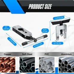 Eccentric Flaring Tool, HVAC Kit for 3/16-5/8 inch Pipes and Tubing, Brass, Aluminum, Copper, Flare Tool Kit with SAE 45 Degree Angle Cone for HVAC Gas Cooling Brake Line