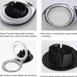 Egg Slicer, BIBURY Egg Slicer for Hard Boiled Eggs, Egg Cutter Heavy Duty for Strawberry Fruit Garnish Slicer, Stainless Steel Wire with 3 Slicing Styles, Easy to Clean