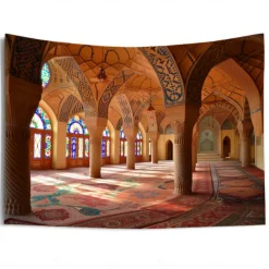Eid Mubarak Ramadan Hanging Tapestry Inside Mosque Wall Art Large Tapestry Mural Decor Photograph Backdrop Blanket Curtain Home Bedroom Living Room Decoration