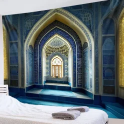 Eid Mubarak Ramadan Hanging Tapestry Inside Mosque Wall Art Large Tapestry Mural Decor Photograph Backdrop Blanket Curtain Home Bedroom Living Room Decoration