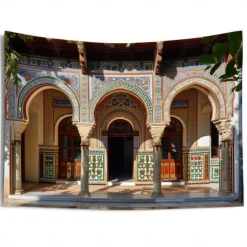 Eid Mubarak Ramadan Hanging Tapestry Inside Mosque Wall Art Large Tapestry Mural Decor Photograph Backdrop Blanket Curtain Home Bedroom Living Room Decoration