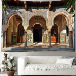 Eid Mubarak Ramadan Hanging Tapestry Inside Mosque Wall Art Large Tapestry Mural Decor Photograph Backdrop Blanket Curtain Home Bedroom Living Room Decoration