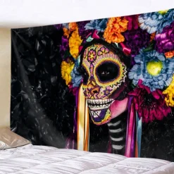 El Día de los Muertos Party Wall Tapestry Art Decor Blanket Curtain Hanging Home Bedroom Living Room Decoration Polyester Day of Dead