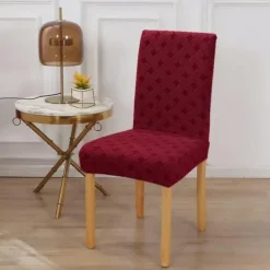 Elastic Dining Chair Cover Stretch Removable Washable Short Jacquard High Back Dining Chair Cover Protector Seat Slipcover