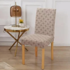 Elastic Dining Chair Cover Stretch Removable Washable Short Jacquard High Back Dining Chair Cover Protector Seat Slipcover