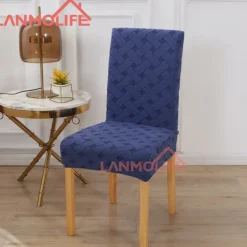 Elastic Dining Chair Cover Stretch Removable Washable Short Jacquard High Back Dining Chair Cover Protector Seat Slipcover