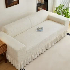 Elastic Jacquard Fabric Style of Skirt Sofa Cover Stretch Couch Cover Sectional L Shape Sofa Slipcover Corner Case for Living Room 1/2/3/4 Seat