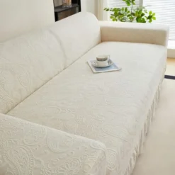 Elastic Jacquard Fabric Style of Skirt Sofa Cover Stretch Couch Cover Sectional L Shape Sofa Slipcover Corner Case for Living Room 1/2/3/4 Seat