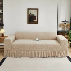 Elastic Jacquard Fabric Style of Skirt Sofa Cover Stretch Couch Cover Sectional L Shape Sofa Slipcover Corner Case for Living Room 1/2/3/4 Seat