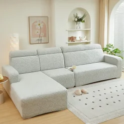 Elastic Jacquard Fabric Sofa Cover Stretch Couch Cover Sectional L Shape Sofa Slipcover Corner Case for Living Room 1/2/3/4 Seat