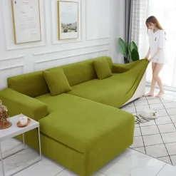 Elastic Jacquard Fabric Sofa Cover Stretch Couch Cover Sectional L Shape Sofa Slipcover Corner Case for Living Room 1/2/3/4 Seat