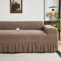 Elastic Jacquard Fabric Style of Skirt Sofa Cover Stretch Couch Cover Sectional L Shape Sofa Slipcover Corner Case for Living Room 1/2/3/4 Seat