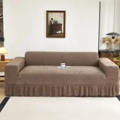 Elastic Jacquard Fabric Style of Skirt Sofa Cover Stretch Couch Cover Sectional L Shape Sofa Slipcover Corner Case for Living Room 1/2/3/4 Seat