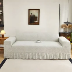 Elastic Jacquard Fabric Style of Skirt Sofa Cover Stretch Couch Cover Sectional L Shape Sofa Slipcover Corner Case for Living Room 1/2/3/4 Seat