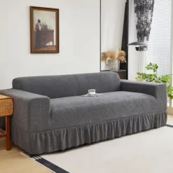 Elastic Jacquard Fabric Style of Skirt Sofa Cover Stretch Couch Cover Sectional L Shape Sofa Slipcover Corner Case for Living Room 1/2/3/4 Seat