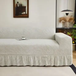 Elastic Jacquard Fabric Style of Skirt Sofa Cover Stretch Couch Cover Sectional L Shape Sofa Slipcover Corner Case for Living Room 1/2/3/4 Seat