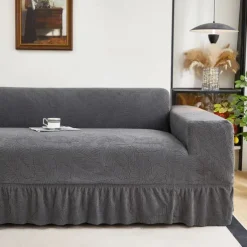 Elastic Jacquard Fabric Style of Skirt Sofa Cover Stretch Couch Cover Sectional L Shape Sofa Slipcover Corner Case for Living Room 1/2/3/4 Seat