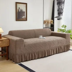 Elastic Jacquard Fabric Style of Skirt Sofa Cover Stretch Couch Cover Sectional L Shape Sofa Slipcover Corner Case for Living Room 1/2/3/4 Seat