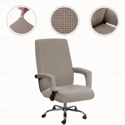 Elastic Office Chair Cover Computer Chair Cover Modern and Simple Fleece Cover Computer Chair Cover Armrest Seat Cover