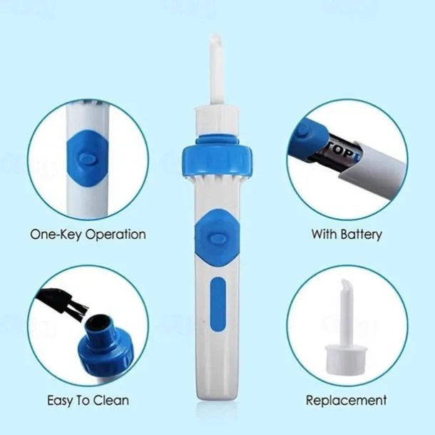 Electric Ear Suction Device,Portable Comfortable Efficient Automatic Electric Vacuum Soft Ear Pick Ear Cleaner Easy Earwax Remover Soft Prevent Ear-Pick Clean Tools Set for Adults Kids