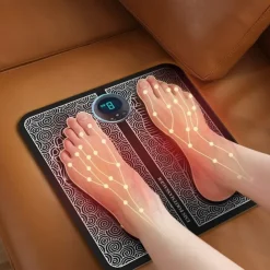 Electric EMS Foot Massager, Pad Remote Controlable & Rechargeable Pain Relief Relaxation Foot Acupoint Massage Pad Muscle Stimulation Improve Blood Circulation Gifts For Home Office Holiday