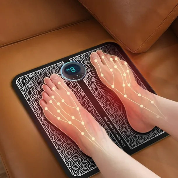 Electric EMS Foot Massager, Pad Remote Controlable & Rechargeable Pain Relief Relaxation Foot Acupoint Massage Pad Muscle Stimulation Improve Blood Circulation Gifts For Home Office Holiday
