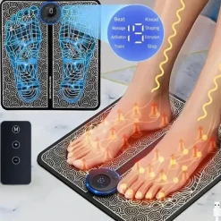 Electric EMS Foot Massager, Pad Remote Controlable & Rechargeable Pain Relief Relaxation Foot Acupoint Massage Pad Muscle Stimulation Improve Blood Circulation Gifts For Home Office Holiday