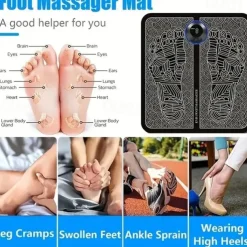 Electric EMS Foot Massager, Pad Remote Controlable & Rechargeable Pain Relief Relaxation Foot Acupoint Massage Pad Muscle Stimulation Improve Blood Circulation Gifts For Home Office Holiday