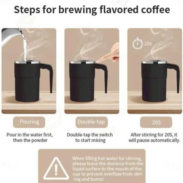 Electric Magnetic Mug Self Stirring Coffee Mug 13oz, Rechargeable Auto Mixing Mug with LED Temperature Display, SUS 304 Stainless Steel, Spill-Proof Lid, for Home, Office, Travel, Gift for Coffee Love