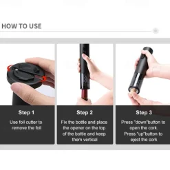 Electric Red Wine Corkscrew Automatic Grape Wine Bottle Opener Illuminated Foil Cutter Take Out Cork Kitchen Gadgets