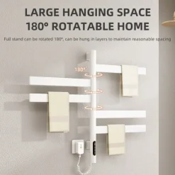 Electric Towel Warmers Radiator, Wall-Mounted Electric Towel Rack, 180° Rotation Smart Constant Temperature Towel Warmer, Heated Radiator Bathroom Accessories, Electric Towel Dryer