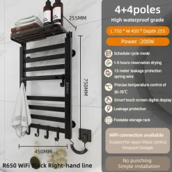 Electric Towel Warmers Radiator, Wall-Mounted & Freestanding Heated Towel Drying Rack, Aluminum Alloy Heated Towel Rail for Bathroom