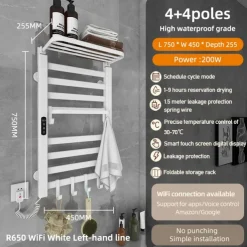 Electric Towel Warmers Radiator, Wall-Mounted & Freestanding Heated Towel Drying Rack, Aluminum Alloy Heated Towel Rail for Bathroom