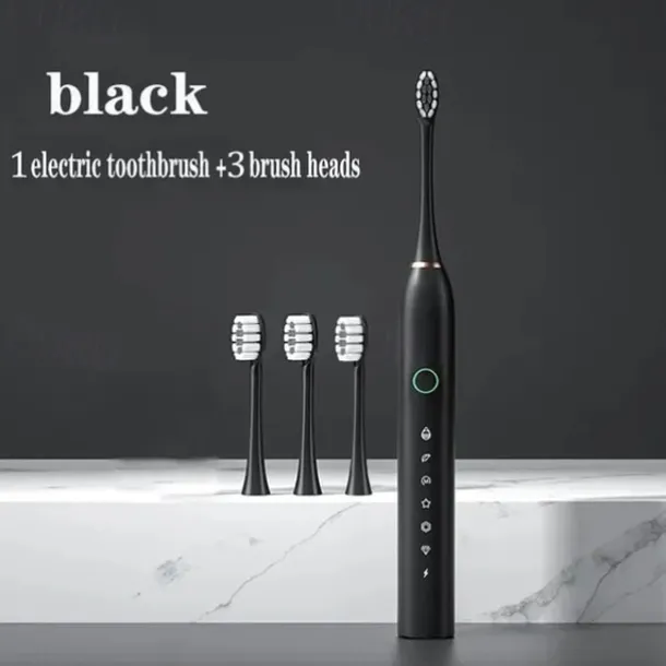 Electric USB Rechargeable Toothbrush for Adults and Teens, with 4 Brush Heads, Smart Timer, 5 Modes, IPX7 Waterproof, Teeth Whitening, Fast Charging and Long Lasting Battery