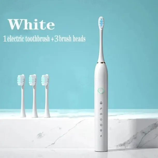 Electric USB Rechargeable Toothbrush for Adults and Teens, with 4 Brush Heads, Smart Timer, 5 Modes, IPX7 Waterproof, Teeth Whitening, Fast Charging and Long Lasting Battery